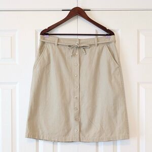 Eddie Bauer Linen & Cotton Size 14 Vintage Button Up A Line Tan Safari Skirt